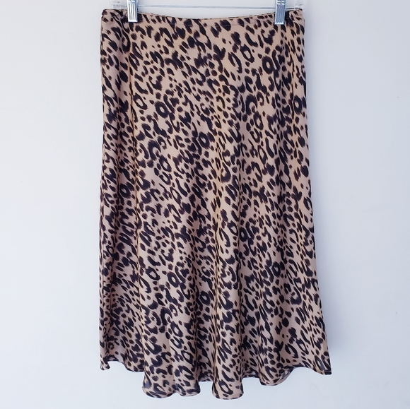 Sienna Sky Size L Leopard Animal Print Midi Skirt - Picture 3 of 6